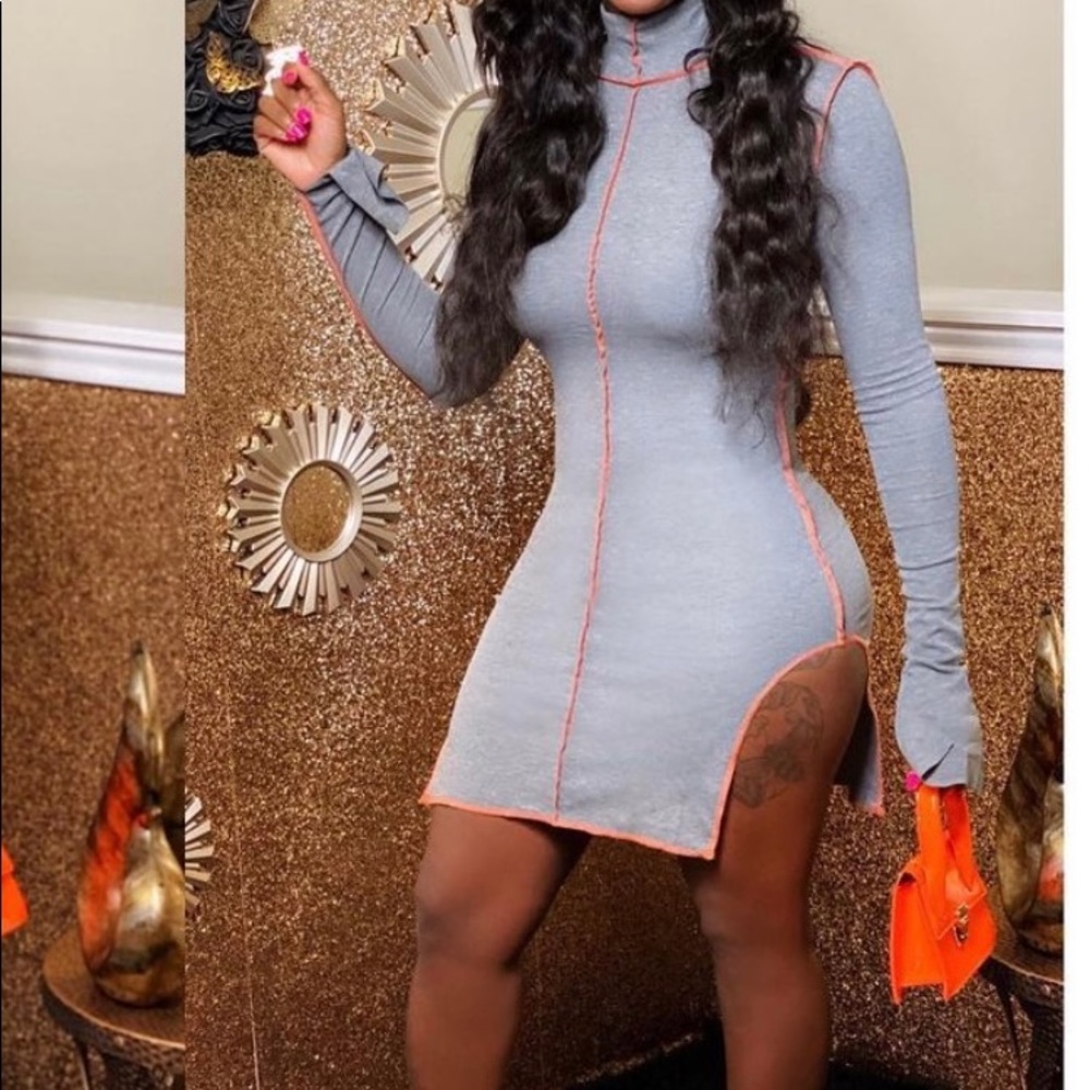 Grey Dress w/ Orange Seaming